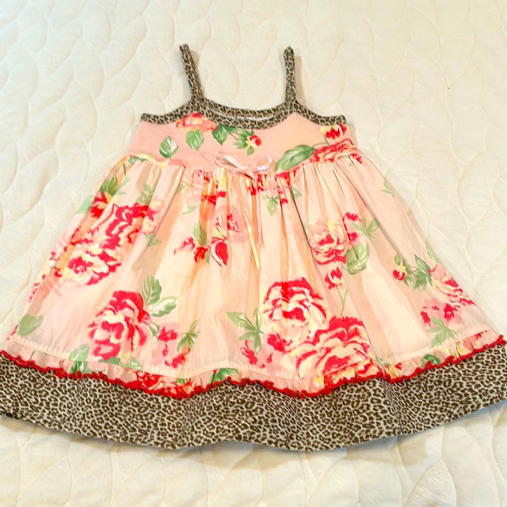 Mad Sky Girls Dress Floral and Leopard Size 3t